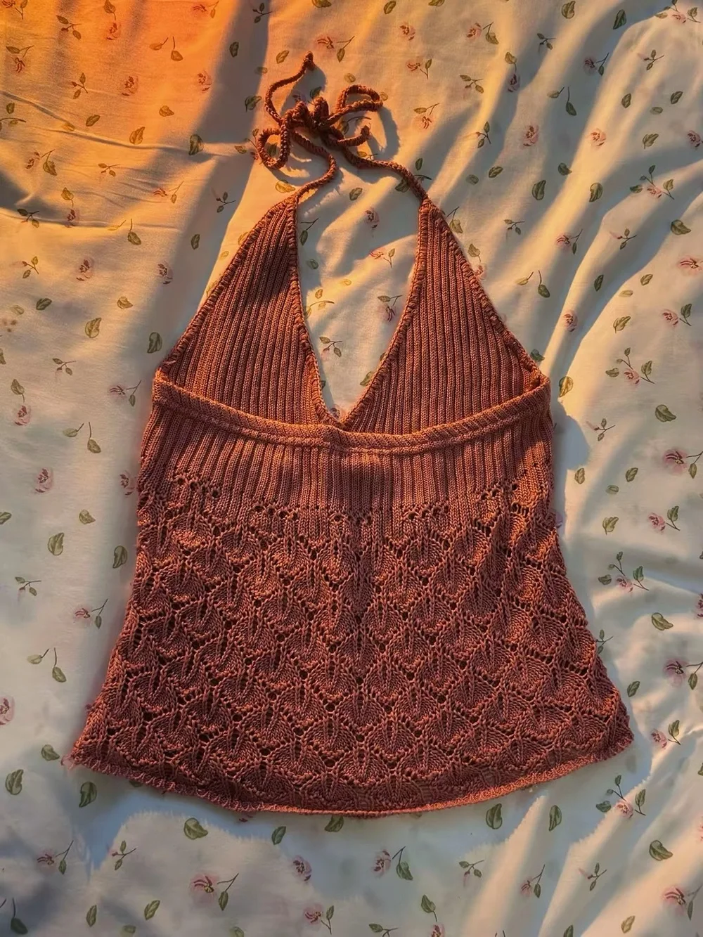 Le Chateau Knit Halter Top Mauve Pink Size M - Picture 4 of 5